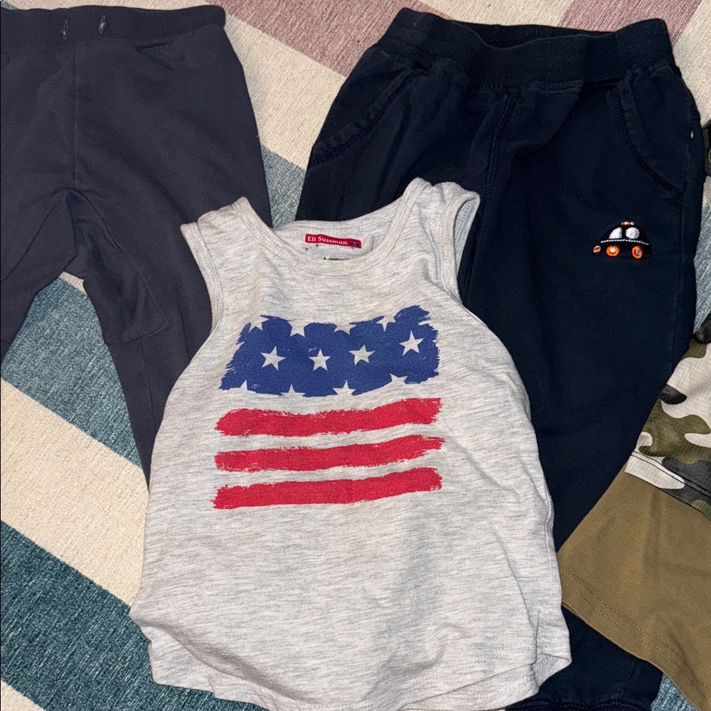 Gray Tank Top with American Flag Design